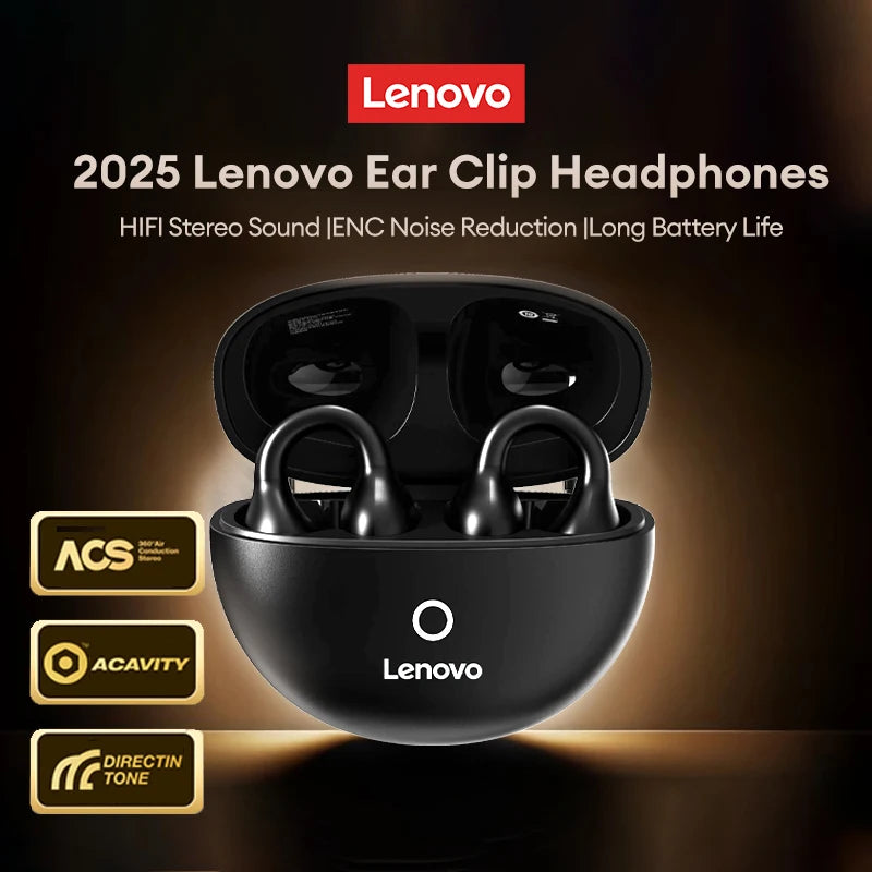 سماعة لينوفو LP25 OWS بلوتوث 5.4 لاسلكية، عمر بطارية طويل، سماعة رأس للألعاب مزودة بخاصية إلغاء الضوضاء، ستيريو عالي الدقة مع ميكروفون