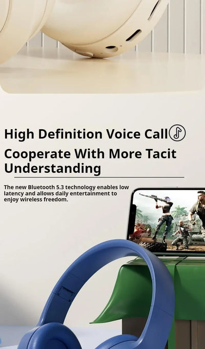 #سماعات رأس لاسلكية بتقنية البلوتوث 5.3 فوق الأذن، سماعات رأس ستيريو عالية الدقة، سماعة رأس رياضية حقيقية للألعاب، مشغل موسيقى TF/AUX مع ميكروفون عالي الدقة، هدايا