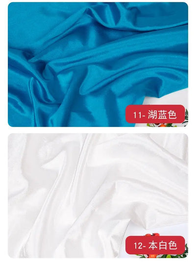 قماش ساتان كريستالي لامع سميك وثقيل بالمتر للملابس والفساتين وديكورات هانفو وقماش الخياطة اليدوي بلون أزرق سادة ومضاد للتجاعيد