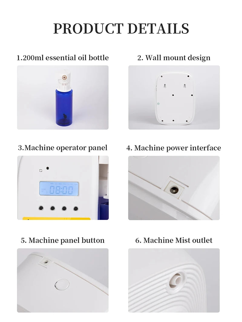 NAMSTE 1000m³ موزع كهربائي للزيوت العطرية، جهاز معطر جو أوتوماتيكي للمنزل، أبيض/أسود