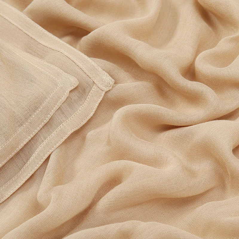 شالات حجاب إسلامية من القطن الرايون للنساء، وشاح سادة، مقاس كبير، حجاب إسلامي، عمامة، عصابة رأس 190*85 سم