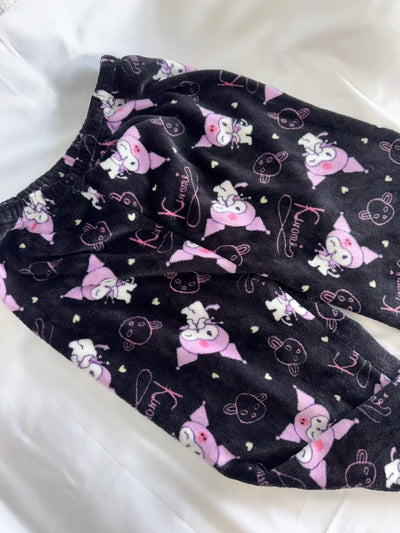بنطلون بيجامة من الفلانيل من Hello Kitty Kuromi، أنمي، كرتون، Sanrio، بنطلون منزلي، ملابس نوم منزلية للزوجين، بنطلون، ملابس منزلية ترفيهية