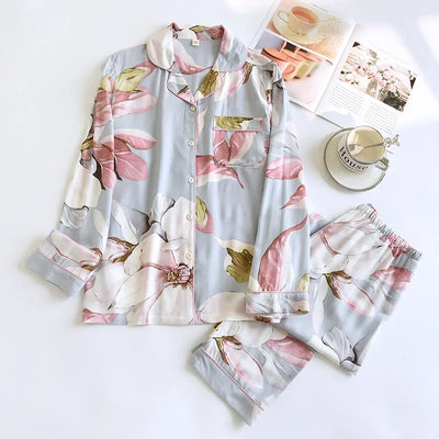 طقم بيجامات نسائي جديد بأكمام طويلة من الفيسكوز بنسبة 100% للربيع والصيف، مقاس 3XL، ملابس نوم طويلة، ملابس نوم منزلية للنساء