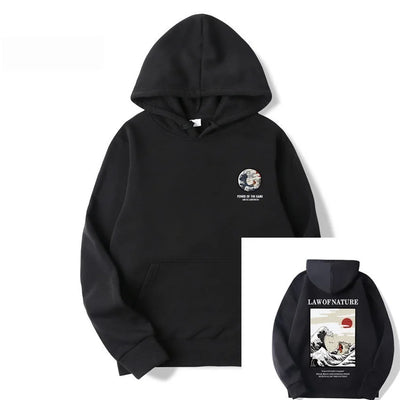 هودي بطبعة قطة ركوب الأمواج باللون الأبيض، سويت شيرت بقلنسوة عصري لخريف/شتاء 2022، سويت شيرت بقلنسوة للرجال والنساء