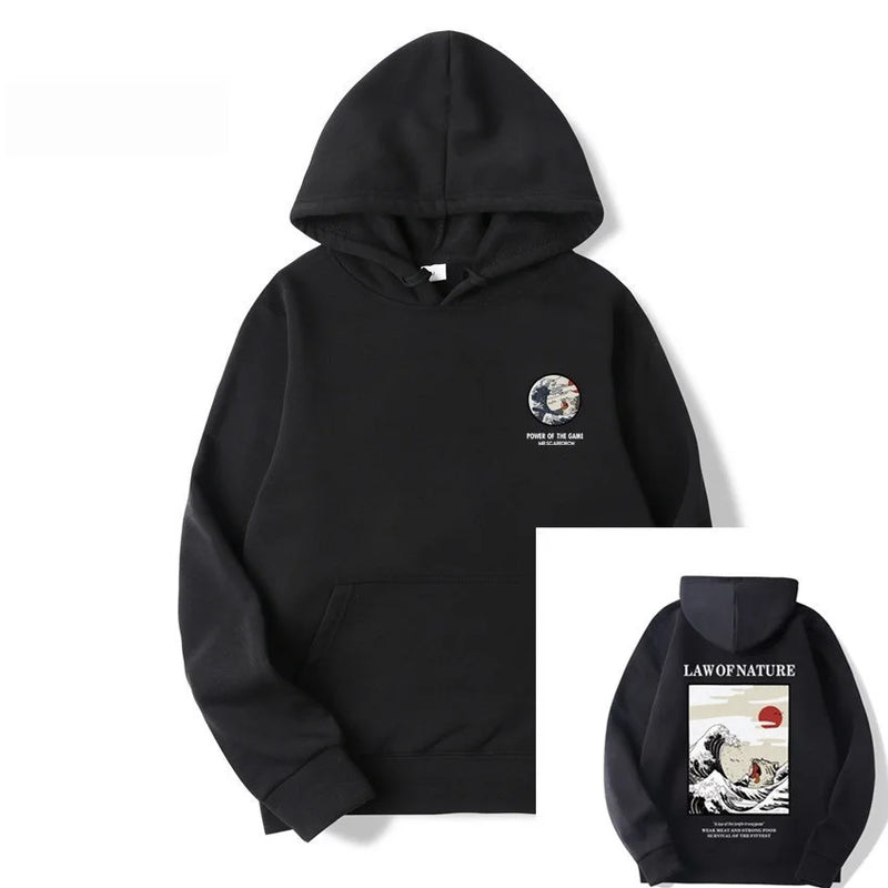 هودي بطبعة قطة ركوب الأمواج باللون الأبيض، سويت شيرت بقلنسوة عصري لخريف/شتاء 2022، سويت شيرت بقلنسوة للرجال والنساء