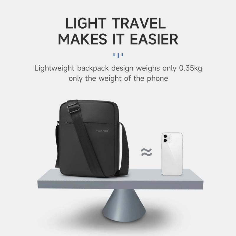 حقائب كتف من Tigernu للرجال، حقائب رسول، حقائب كروسبودي من مادة TPU، حقيبة أنيقة للرجال لأجهزة iPad مقاس 9.7 بوصة، حقيبة سفر صغيرة بحزام