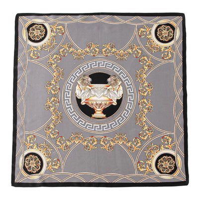 وشاح حريري مربع فاخر مطبوع باللون الأصفر بتصميم ريترو جديد لعام 2025 مصنوع من حرير التوت بنسبة 100% من فور سيزونز