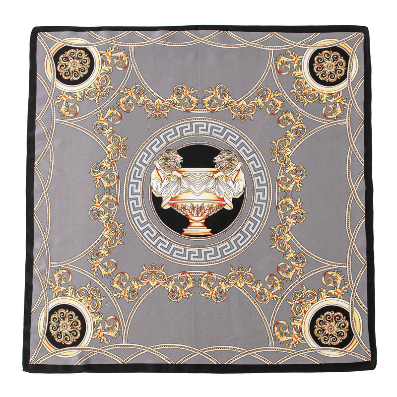 وشاح حريري مربع فاخر مطبوع باللون الأصفر بتصميم ريترو جديد لعام 2025 مصنوع من حرير التوت بنسبة 100% من فور سيزونز