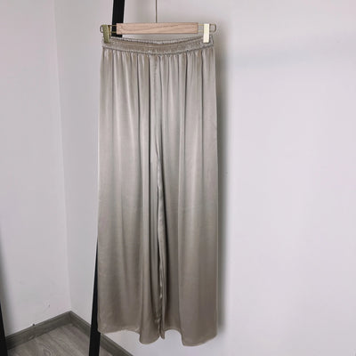 بيردسكي، قطعة واحدة من بنطلونات كابري واسعة الساق، مصنوعة من حرير التوت الطبيعي ١٠٠٪، مقاس إضافي، وخصر مرتفع. مقاس S-39