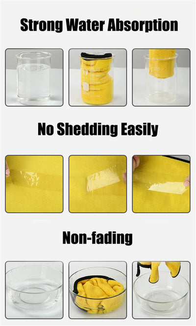 1/2/6 قطعة من مناشف التنظيف المصنوعة من الألياف الدقيقة، قماش تجفيف سميك وناعم، مناشف غسيل هيكل السيارة، خرق تنظيف مزدوجة الطبقات، ملحقات السيارة