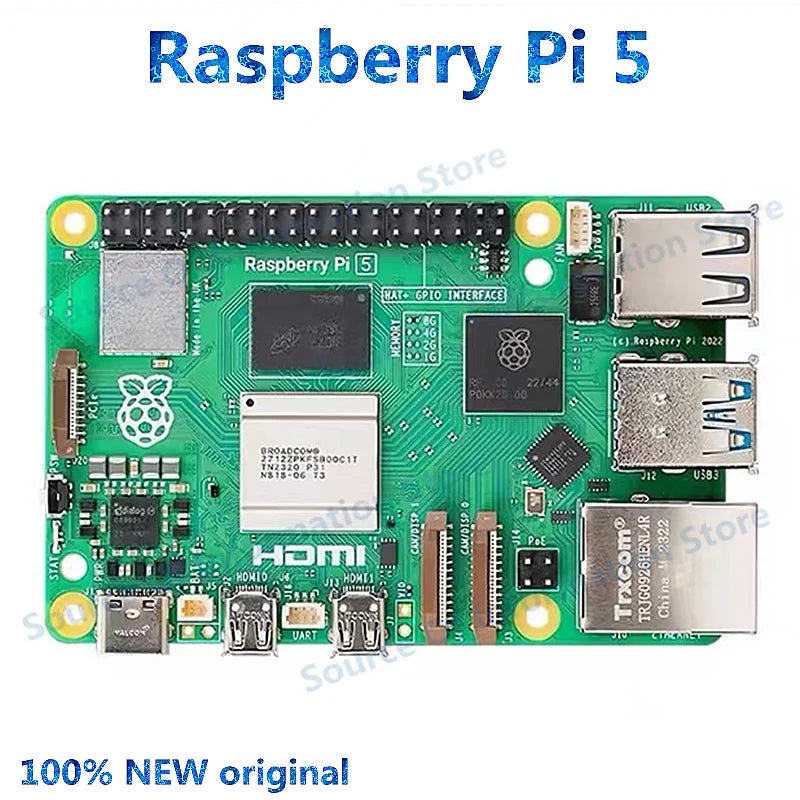 لوحة تطوير Raspberry Pi 5 بسعة 2 جيجابايت/4 جيجابايت/8 جيجابايت/16 جيجابايت، كمبيوتر أحادي اللوحة للمشاريع، مزود بذكاء اصطناعي وبرمجة