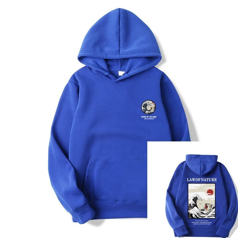 هودي بطبعة قطة ركوب الأمواج باللون الأبيض، سويت شيرت بقلنسوة عصري لخريف/شتاء 2022، سويت شيرت بقلنسوة للرجال والنساء