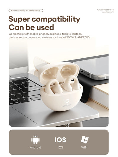 سماعة لينوفو LP25 OWS بلوتوث 5.4 لاسلكية، عمر بطارية طويل، سماعة رأس للألعاب مزودة بخاصية إلغاء الضوضاء، ستيريو عالي الدقة مع ميكروفون