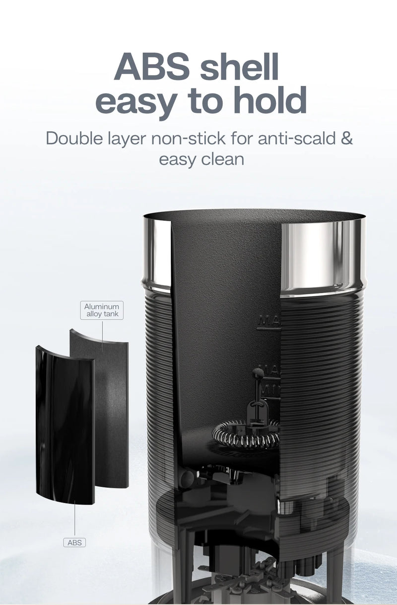 جهاز خفق الحليب الكهربائي HiBREW، جهاز خفق الرغوة، خلاط الشوكولاتة، لاتيه بارد/ساخن، كابتشينو، جهاز تسخين الحليب الأوتوماتيكي بالكامل، Cool M1A