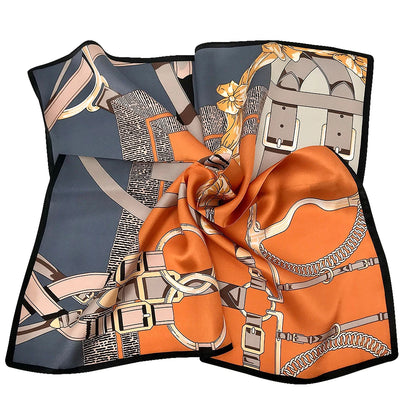 وشاح مربع نسائي من حرير التوت الخالص 100% مطبوع عليه رباط رأس ووشاح فاخر لزينة الشعر النسائية وأوشحة باندانا نسائية 53 سم