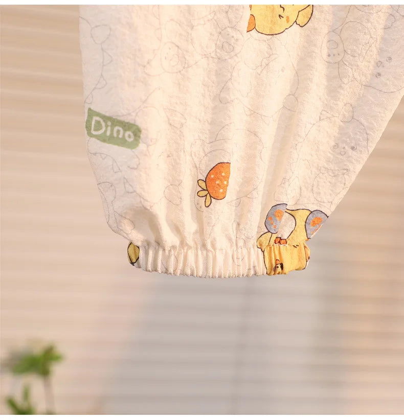 ملابس نوم جديدة للأطفال برسومات كرتونية لطيفة، قطعتين، بيجامات منزلية رقيقة للربيع والصيف للأولاد والبنات، ملابس مكيفة