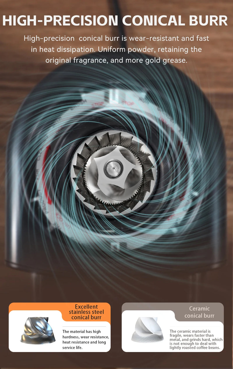 مطحنة قهوة كهربائية أوتوماتيكية من HiBREW مزودة بـ 31 ترسًا لتحضير قهوة الإسبريسو الأمريكية مع خاصية الصب وتخزين حبوب البن G3