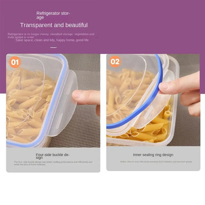 صندوق تخزين مستطيل محكم الغلق للثلاجة مع غطاء بلاستيكي شفاف، حاويات طعام قابلة للتكديس في الميكروويف