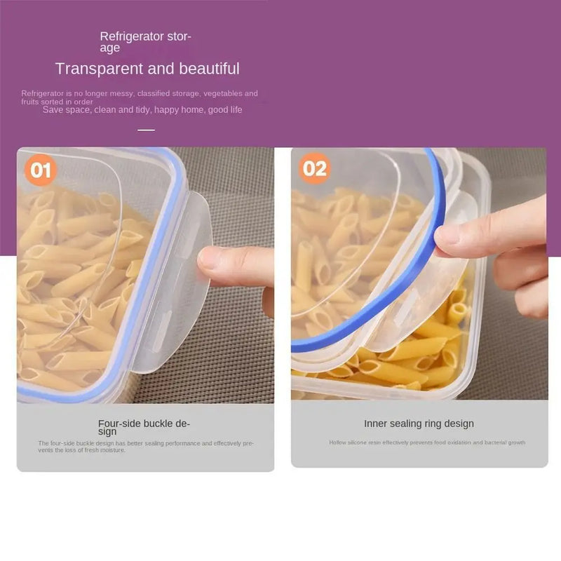 صندوق تخزين مستطيل محكم الغلق للثلاجة مع غطاء بلاستيكي شفاف، حاويات طعام قابلة للتكديس في الميكروويف