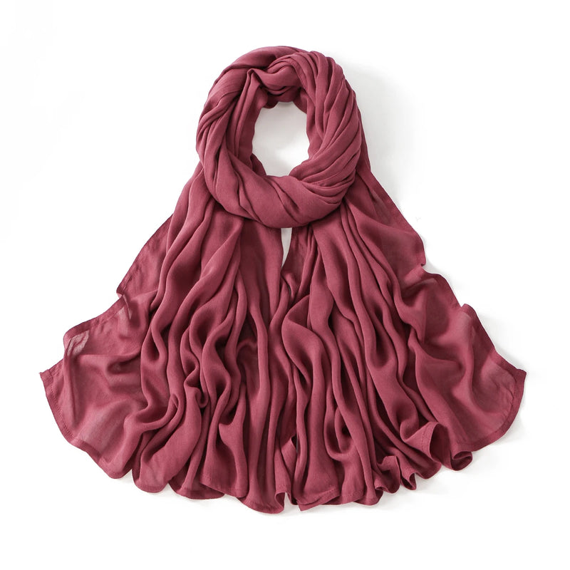 شالات حجاب إسلامية من القطن الرايون للنساء، وشاح سادة، مقاس كبير، حجاب إسلامي، عمامة، عصابة رأس 190*85 سم