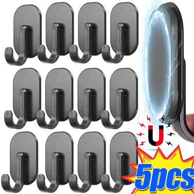 خطاف مغناطيسي متعدد الوظائف بدون ثقب خطافات مغناطيسية قوية مثبتة على الحائط لتخزين المفاتيح في المنزل والمطبخ والحمام