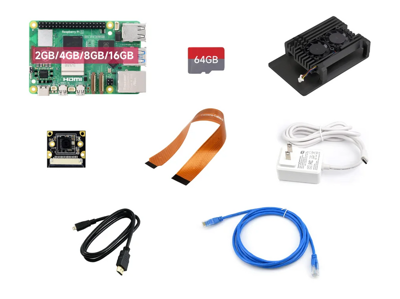 كمبيوتر Raspberry Pi 5 أحادي اللوحة 2.4 جيجاهرتز رباعي النواة 64 بت ARM Cortex-A76 4K HDMI شاشة مزدوجة 16 جيجابايت ذاكرة وصول عشوائي (RAM) واي فاي 6 BT 5.0