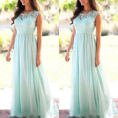 فساتين وصيفات العروس الكلاسيكية الوردية الأنيقة من الدانتيل والشيفون على شكل حرف A وظهر وهمي ماكسي رسمي لحفلات الزفاف والسهرة الرسمية