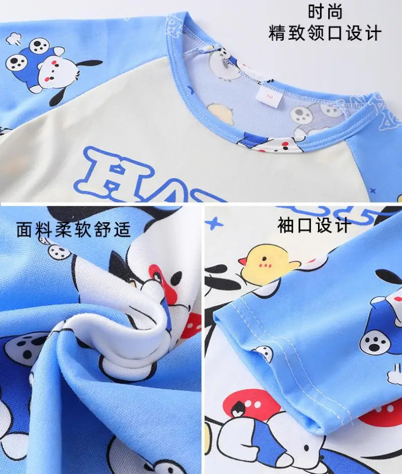 طقم بيجامات أطفال من قطعتين من الرسوم المتحركة بتصميم كرايون شين تشان بأكمام طويلة وبنطلون للبنات الصغار، ملابس نوم فضفاضة ولطيفة