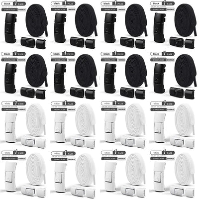 أربطة أحذية بدون رباط مقاس 8 مم، أربطة أحذية بقفل ضاغط بدون رباط، أربطة مرنة للأحذية الرياضية للأطفال والكبار، أربطة أحذية مسطحة واسعة للأحذية