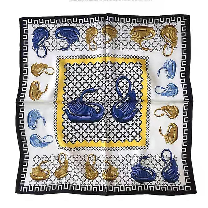 وشاح مربع نسائي من حرير التوت الخالص 100% مطبوع عليه رباط رأس ووشاح فاخر لزينة الشعر النسائية وأوشحة باندانا نسائية 53 سم