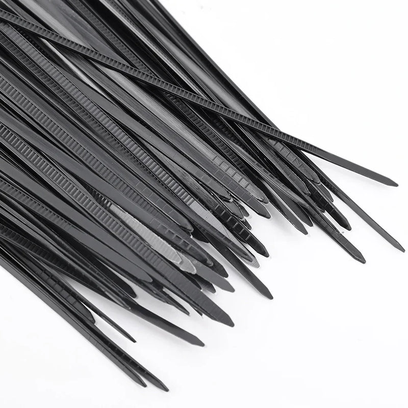 500/100 قطعة من أربطة الكابلات البلاستيكية النايلون ذاتية القفل للبيع بالجملة، أربطة كابلات قابلة للتعديل، حلقات تثبيت الكابلات، أربطة سلكية للمكتب المنزلي