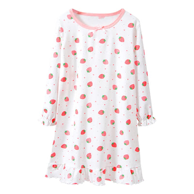 ملابس نوم عصرية مريحة وناعمة من القطن للفتيات بأكمام طويلة قمصان نوم أميرات للأطفال مريحة للأطفال