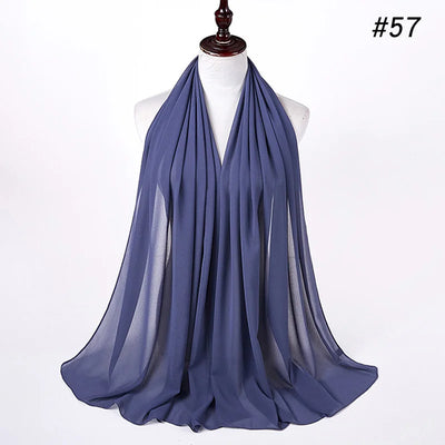 Muslim Chiffon Hijab Women Bubble Chiffon Scarf For Women Ladies Veil Muslim Islam Solid Color Malaysia Musulman Wrap Scarves