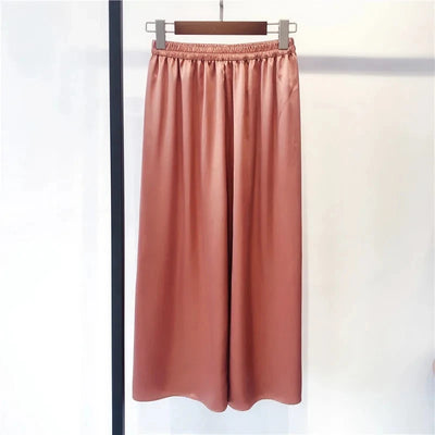 بيردسكي، قطعة واحدة من بنطلونات كابري واسعة الساق، مصنوعة من حرير التوت الطبيعي ١٠٠٪، مقاس إضافي، وخصر مرتفع. مقاس S-39