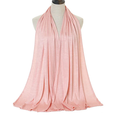 وشاح حجاب من القطن المودال جيرسي، شال إسلامي طويل، سادة وناعم، ربطة عمامة، أغطية رأس للنساء، عصابة رأس أفريقية 170×60 سم