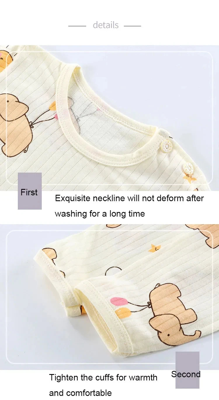 طقم بيجامات أطفال قطني ناعم قابل للتنفس، طقم ملابس نوم منزلية بأكمام طويلة برسومات كرتونية لطيفة للأطفال من عمر 0 ​​إلى 5 سنوات