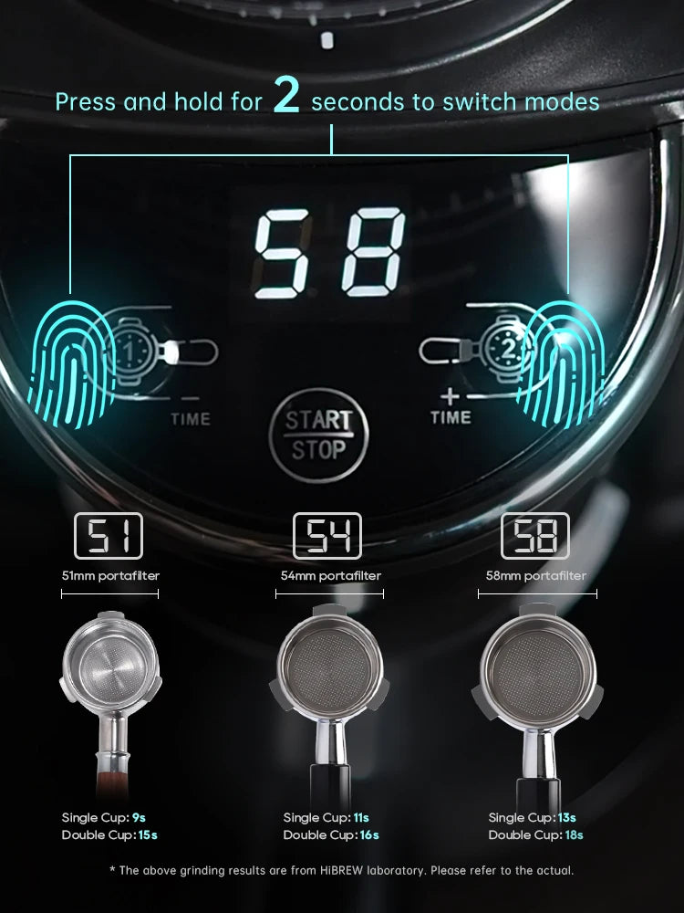 مطحنة قهوة كهربائية أوتوماتيكية من HiBREW مزودة بـ 31 ترسًا لتحضير قهوة الإسبريسو الأمريكية مع خاصية الصب وتخزين حبوب البن G3