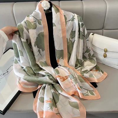 180*90 سم أوشحة حريرية كلاسيكية مطبوعة على الشاطئ الصيفي، شال نسائي، وشاح نسائي، غطاء رأس، وشاح، وشاح شيفون، حجاب نسائي