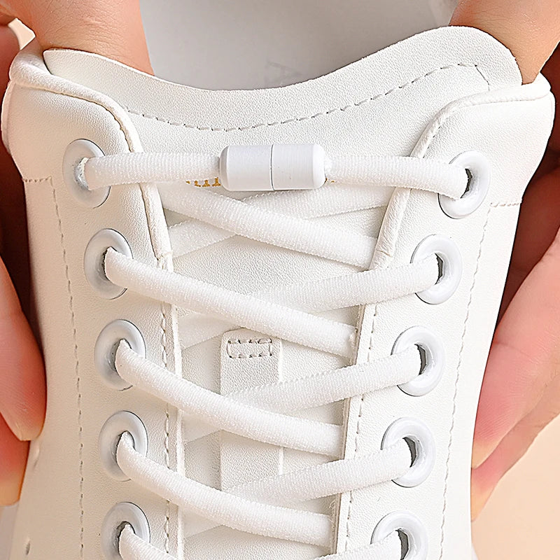 أربطة أحذية مرنة بدون رباط، أربطة أحذية نصف دائرية للأطفال والكبار، أربطة أحذية سريعة الارتداء، أربطة قفل معدنية، أربطة أحذية