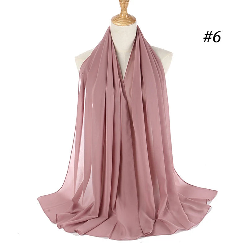 Muslim Chiffon Hijab Women Bubble Chiffon Scarf For Women Ladies Veil Muslim Islam Solid Color Malaysia Musulman Wrap Scarves