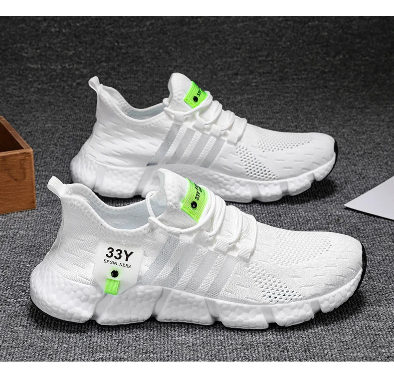 حذاء رجالي شبكي قابل للتنفس، حذاء مسطح عصري خفيف الوزن للمشي، مقاس كبير، حذاء تنس رجالي، حذاء جري ولياقة بدنية خارجي 2024