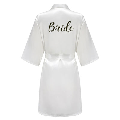 رداء نسائي أسود من الساتان الحريري لحفلات الزفاف وحفلات الزفاف ووصيفات العروس وأرواب كيمونو وملابس نوم