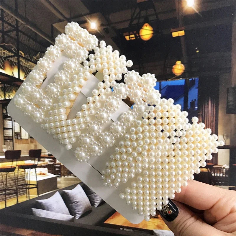 مجموعة واحدة من دبابيس الشعر المصنوعة يدويًا من اللؤلؤ للنساء، دبابيس شعر هندسية أنيقة على شكل زهرة، أغطية رأس للبنات، دبابيس شعر جميلة، إكسسوارات شعر