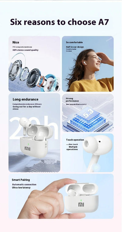 سماعات Xiaomi Zero Sense Comfort بصوت ثلاثي الأبعاد بزاوية 360 درجة وخفيفة الوزن ومضادة للضوضاء وصوت ستيريو عالي الدقة مع ميكروفون