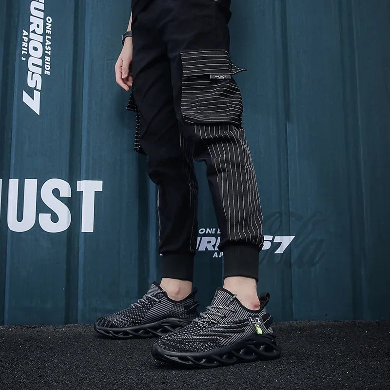 حذاء رياضي رجالي YRZL أسود للجري والركض، حذاء رياضي كاجوال، حذاء رياضي نسائي خفيف الوزن، ممتص للصدمات، مناسب للأنشطة الخارجية، مصنوع من شبكة قابلة للتهوية