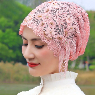 حجابات نسائية مسلمة مطرزة بالخرز الأسود، قبعات صلاة عيد رمضان، قبعات حفلات مسائية فاخرة، قبعات كوفية، عمامة، أوشحة إسلامية