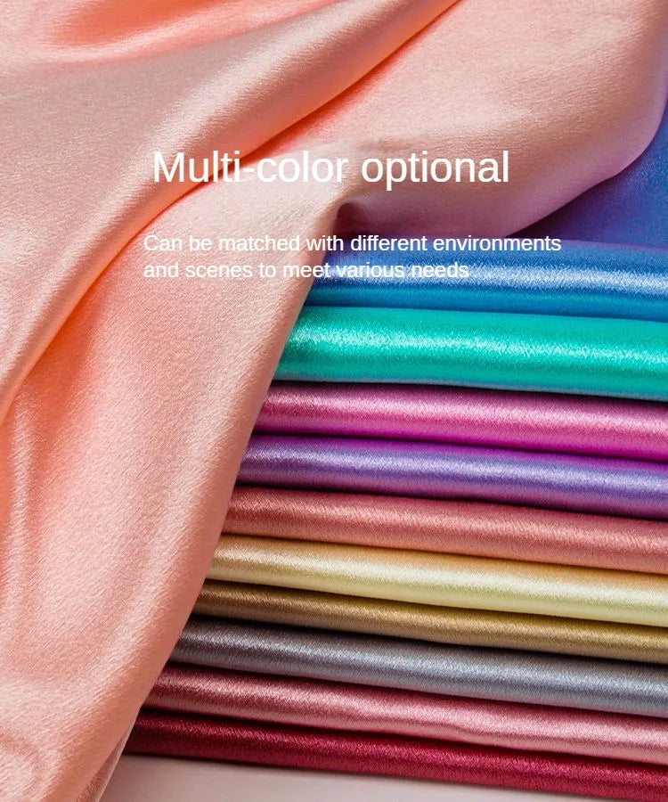 قماش ساتان كريستالي لامع سميك وثقيل بالمتر للملابس والفساتين وديكورات هانفو وقماش الخياطة اليدوي بلون أزرق سادة ومضاد للتجاعيد