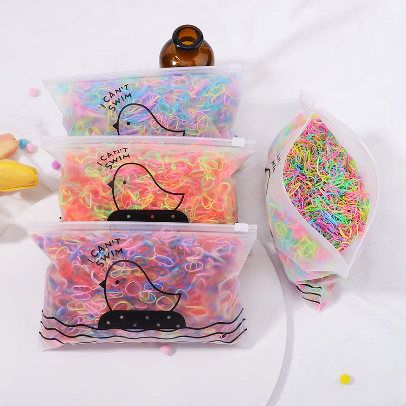 500/1000/2000 قطعة من أربطة الشعر المطاطية الملونة للاستخدام مرة واحدة للفتيات، وربطات الشعر للأطفال، وربطات ذيل الحصان، وإكسسوارات شعر الأطفال