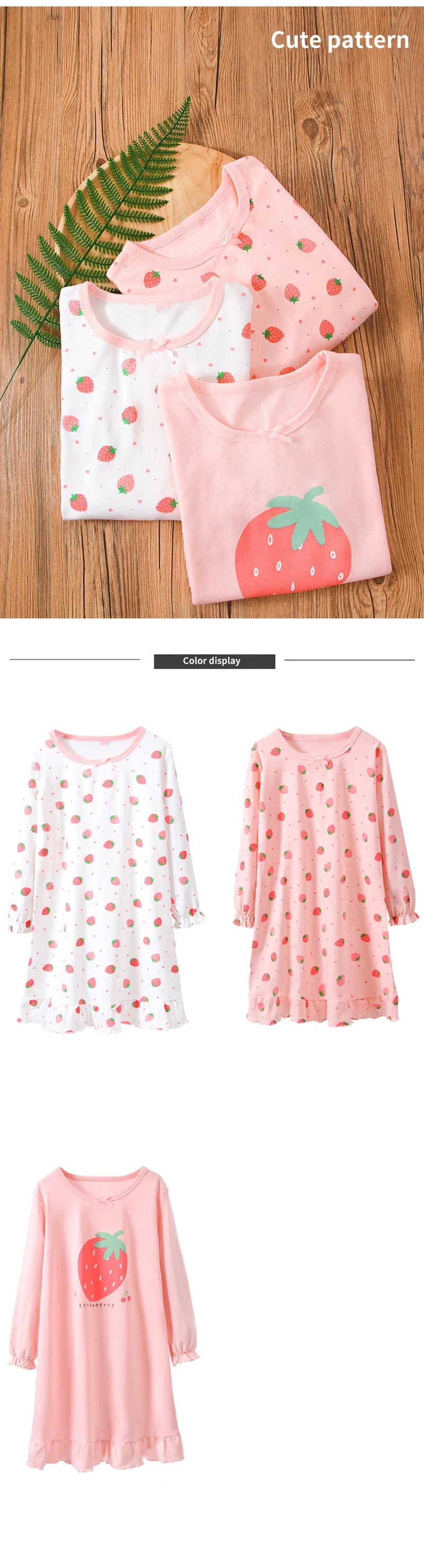 ملابس نوم عصرية مريحة وناعمة من القطن للفتيات بأكمام طويلة قمصان نوم أميرات للأطفال مريحة للأطفال