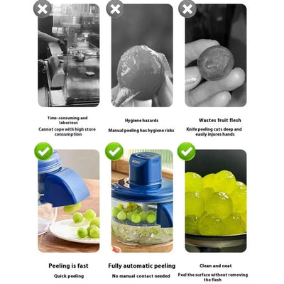 آلة تقشير أوتوماتيكية، مقشرة كهربائية للثوم، أداة إزالة قشر الطماطم الكرزية للفواكه، أداة مطبخ فعالة لتقشير الفواكه